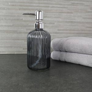 Dozownik na mydło szklany szary 330 ml HTWM6044
