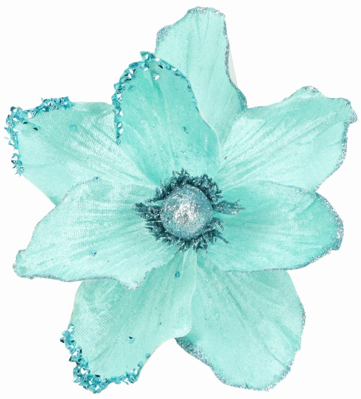 Kwiat welurowy błękitny na piku MAGNOLIA śr.19cm AST232010-6