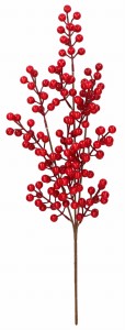 Gałązka ozdobna świąteczna czerwone kulki 60cm ASC240015