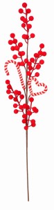 Gałązka ozdobna flokowana czerwona 64cm ASC24834