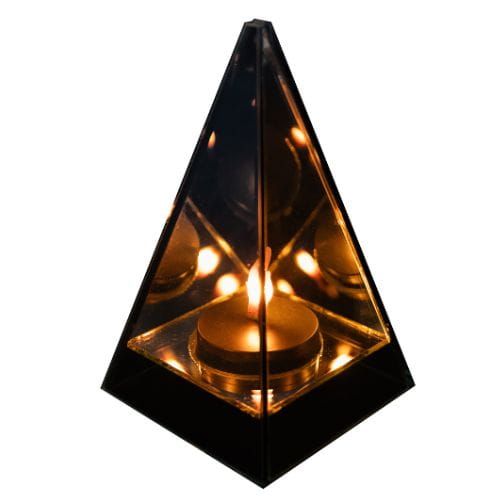 Lampion lustrzany szklany w efektem płomienia 3D wys.20 CM