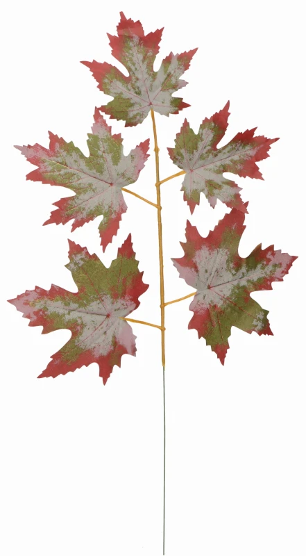 Sztuczna gałązka z liśćmi klonu w czerwonych i zielonych barwach, 52 cm