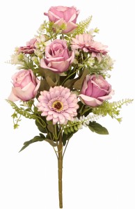 Bukiet typu 'leżak' róża/gerbera 47cm ASC25362-mix 6 kolorów