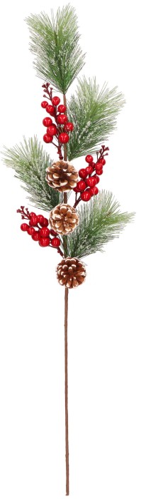 Gałązka sosny z głogiem i szyszkami 75cm ASC26704