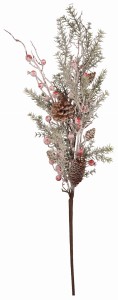 Gałązka świąteczna ośnieżona z szyszkami 85cm ASC26755