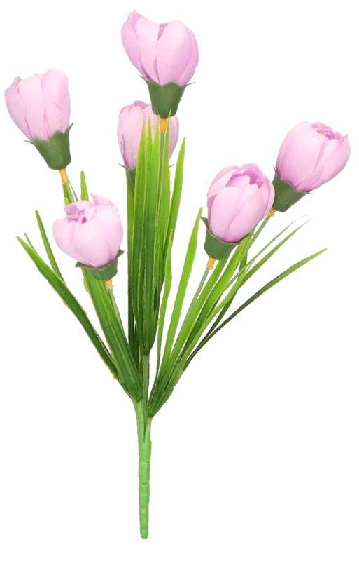 Krokus bukiet sztuczny wys. 33 cm, jasno różowy