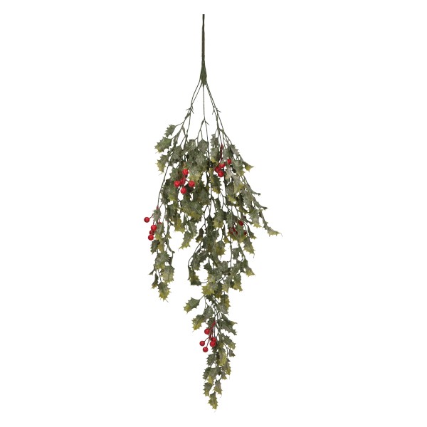 Gałązka świąteczna zwisająca z czerwonymi owocami 88 cm ASC26692