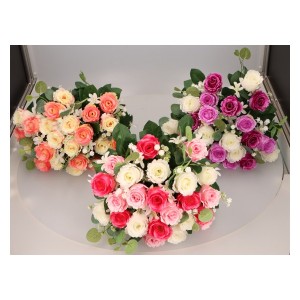 Bukiet sztucznych kwiatów róża 50cm ASC27201-mix 6 kolorów
