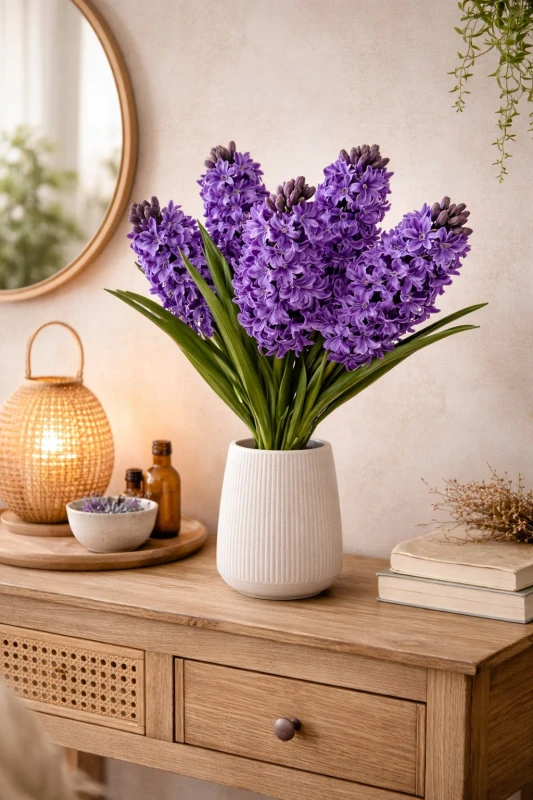 Hiacynt kwiat sztuczny 57 cm ciemny fiolet ASC27815-4-SI