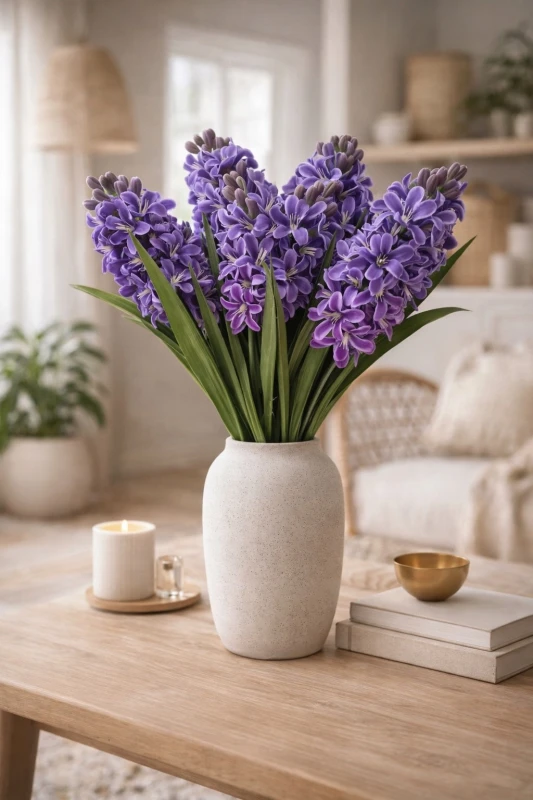 Hiacynt kwiat sztuczny 57 cm ciemny fiolet ASC27815-4-SI