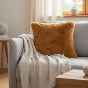 Poszewka futerkowa 45x45 cm karmelowa AST232651-12