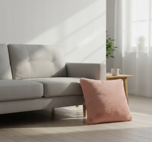 Poszewka futerkowa 45x45 cm pudrowy róż AST232651-4