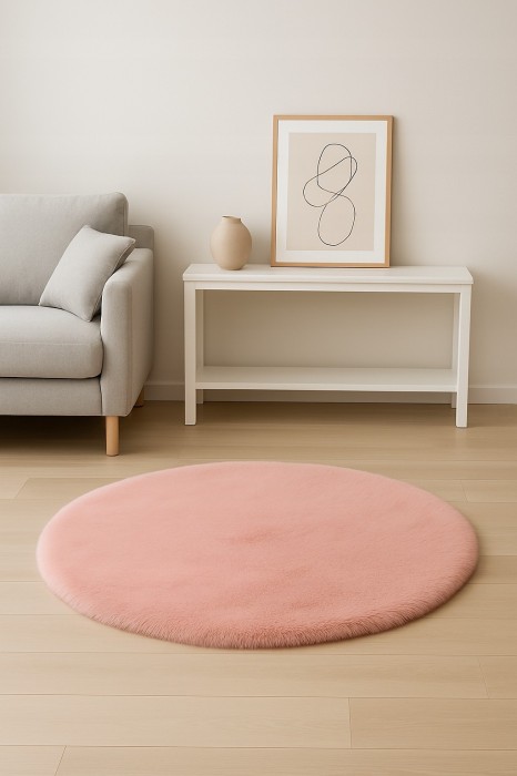 Dywanik okrągły śr. 100 cm pudrowy róż AST232736-4