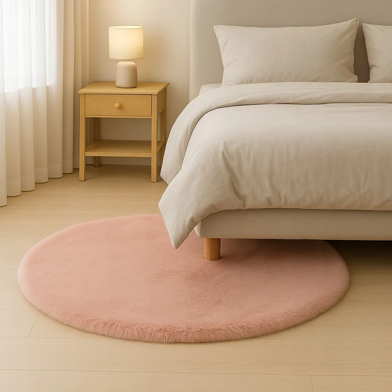 Dywanik okrągły śr. 100 cm pudrowy róż AST232736-4