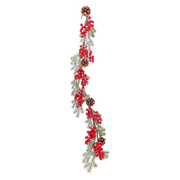Girlanda świąteczna z głogiem i szyszkami 130cm ASC27212