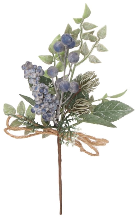 Gałązka świąteczna z niebieskimi jagodami 30 cm ASC27924