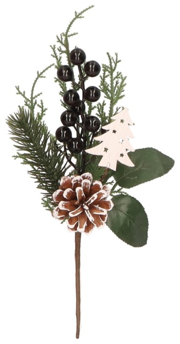Gałązka świąteczna z czarnymi jagodami 29 cm ASC28004