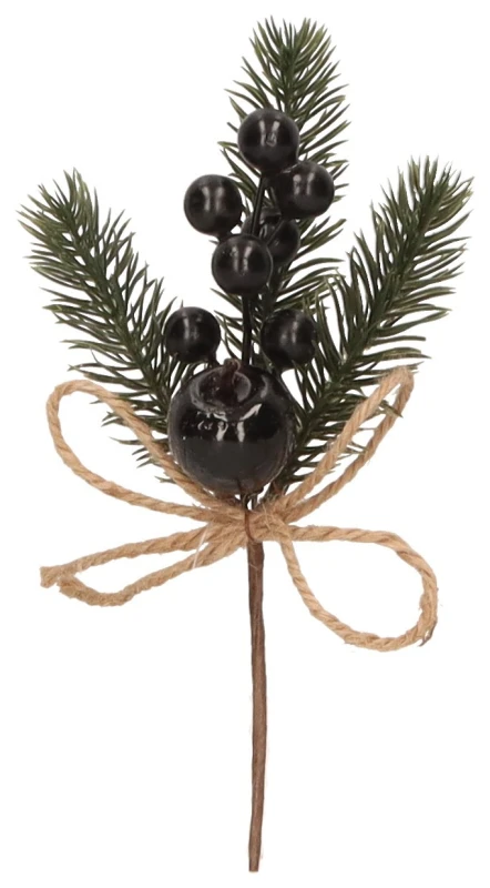 Gałązka świąteczna z iglakiem i kokardką 21 cm ASC28005