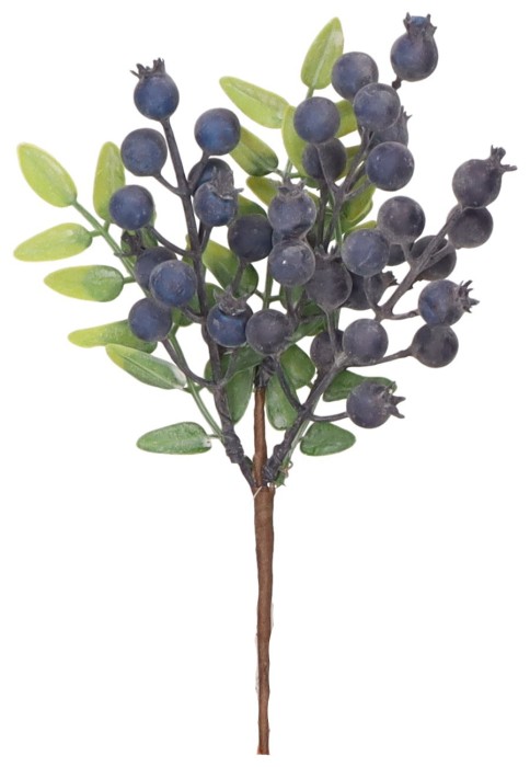 Gałązka świąteczna z granatowymi jagodami 25 cm ASC28037