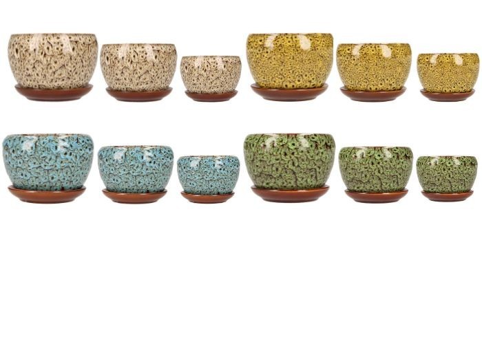 Doniczka ceramiczna z podstawką mała AST231116-S