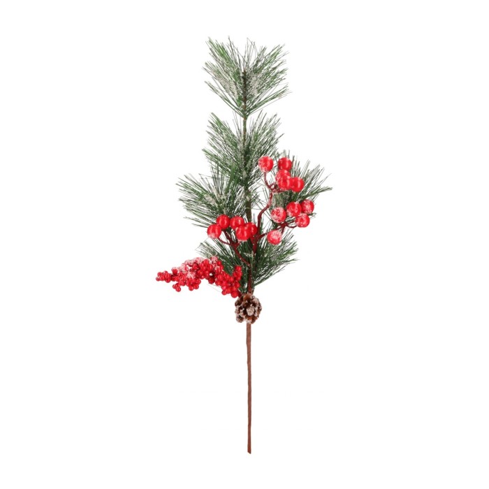 Gałązka świąteczna z głogiem 52cm AST23284