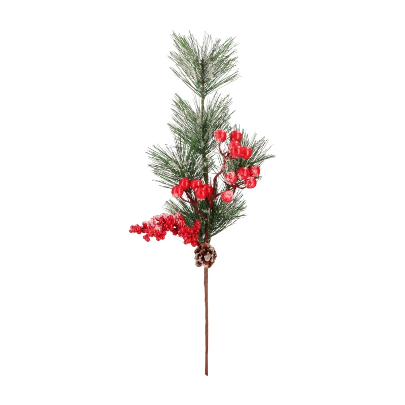 Gałązka świąteczna z głogiem 52cm AST23284