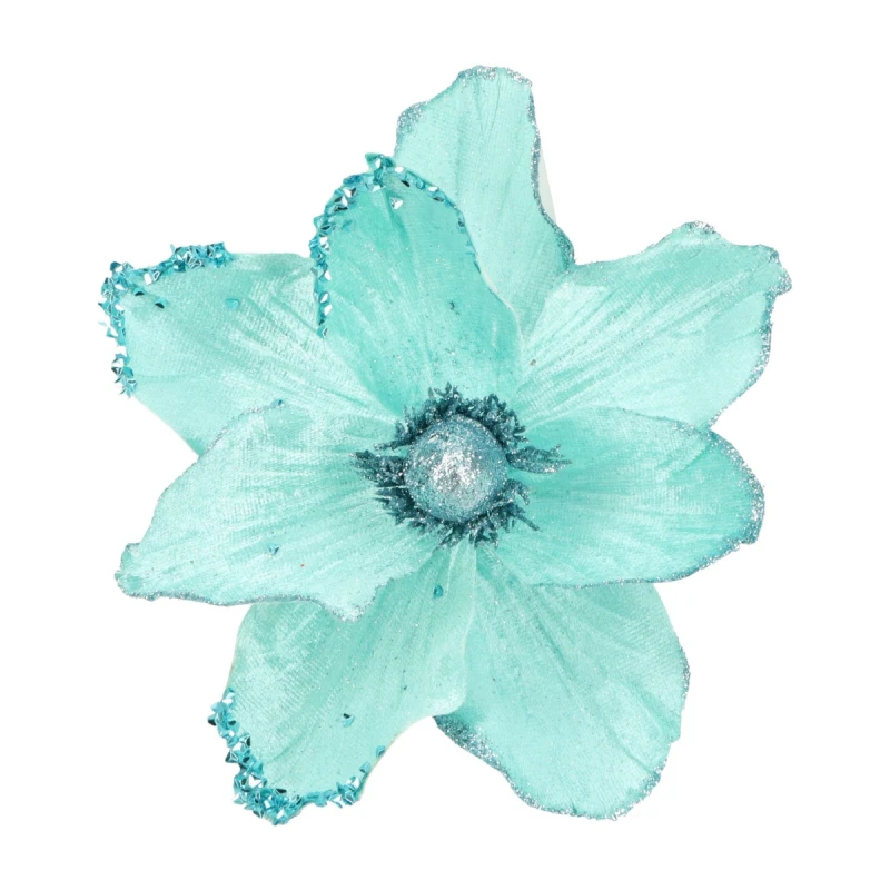 Kwiat welurowy błękitny na piku MAGNOLIA śr.19cm AST232010-6
