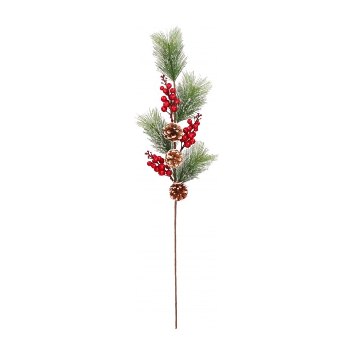 Gałązka sosny z głogiem i szyszkami 75cm ASC26704