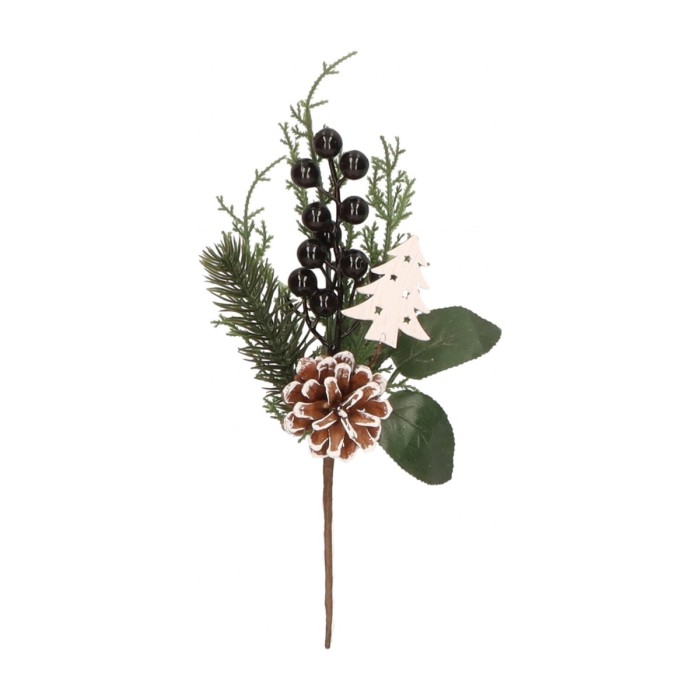 Gałązka świąteczna z czarnymi jagodami 29 cm ASC28004