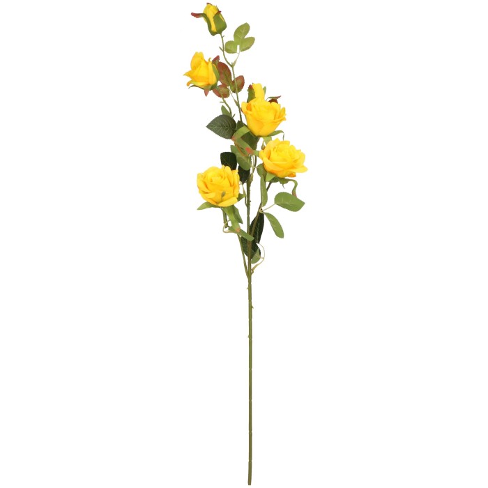 Kwiat sztuczny Róża żółta gałązka 83cm ASC19604-5