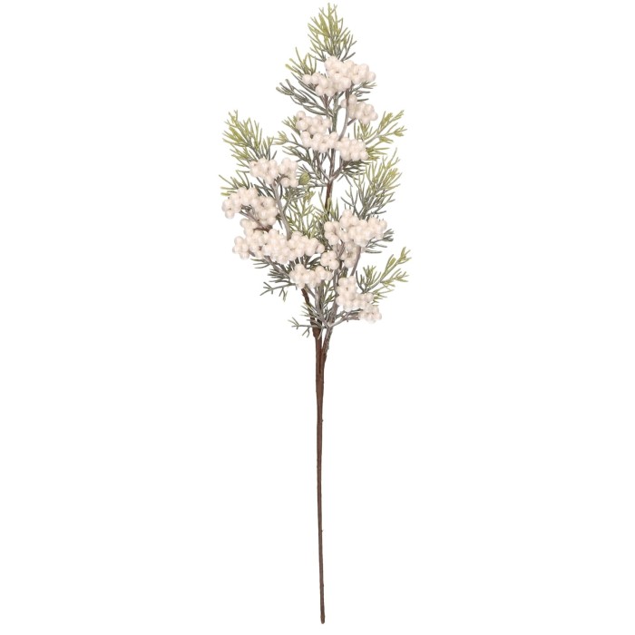 Gałązka świąteczna ośnieżona białe jagody 48 cm ASC26119