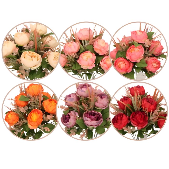 Bukiet sztucznych kwiatów Piwonia 40cm ASC26205-mix 6 kolorów – zdjęcie 2