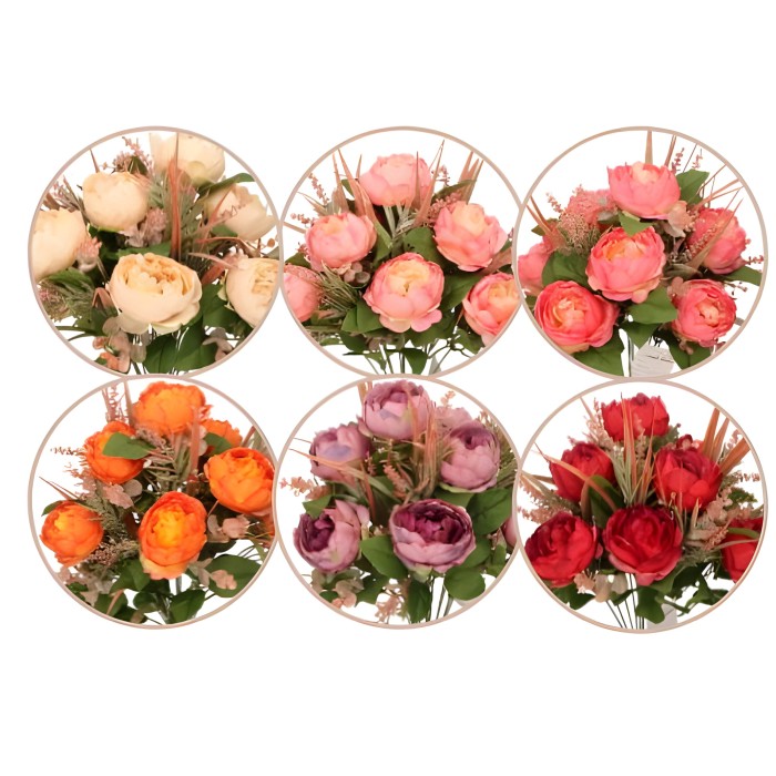 Bukiet sztucznych kwiatów Piwonia 45cm ASC26200-mix 6 kolorów – zdjęcie 2