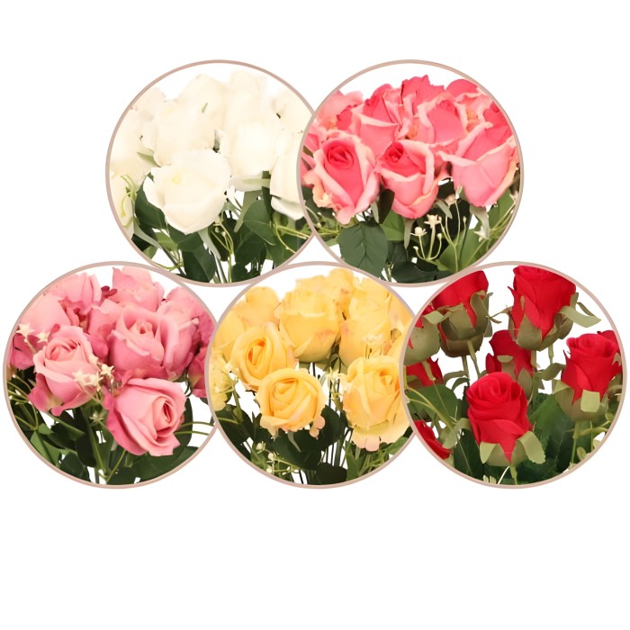 Róża bukiet 40cm ASC24313-mix 5 kolorów – zdjęcie 2