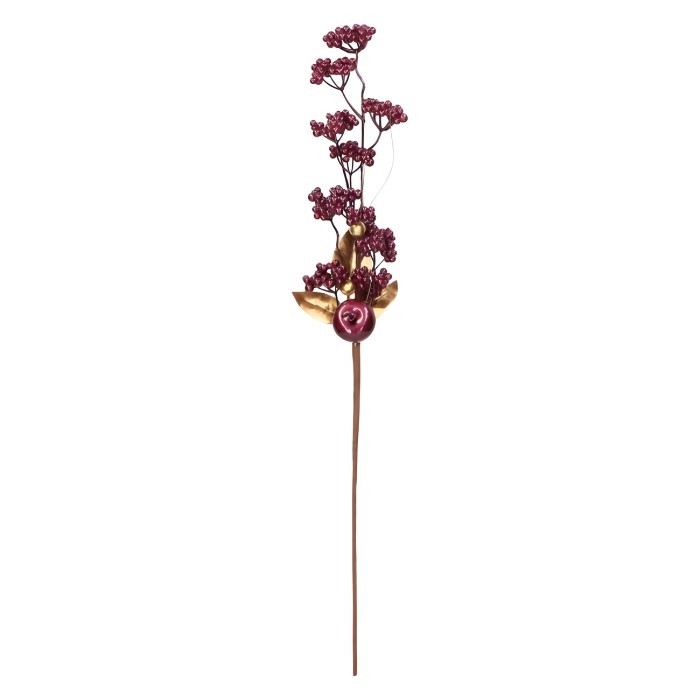 Gałązka świąteczna z bordowymi jagodami 64cm ASC26959