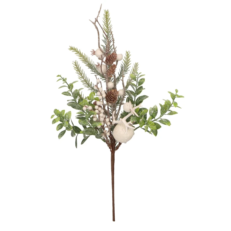 Pik świąteczny z szyszkami i białymi jagodami 44cm ASC25646