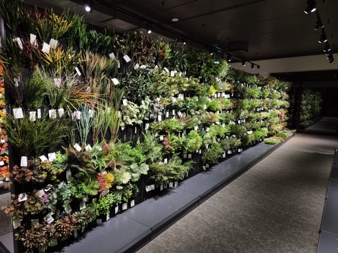 Display of artificial flowers and plants in the lindohome showroom